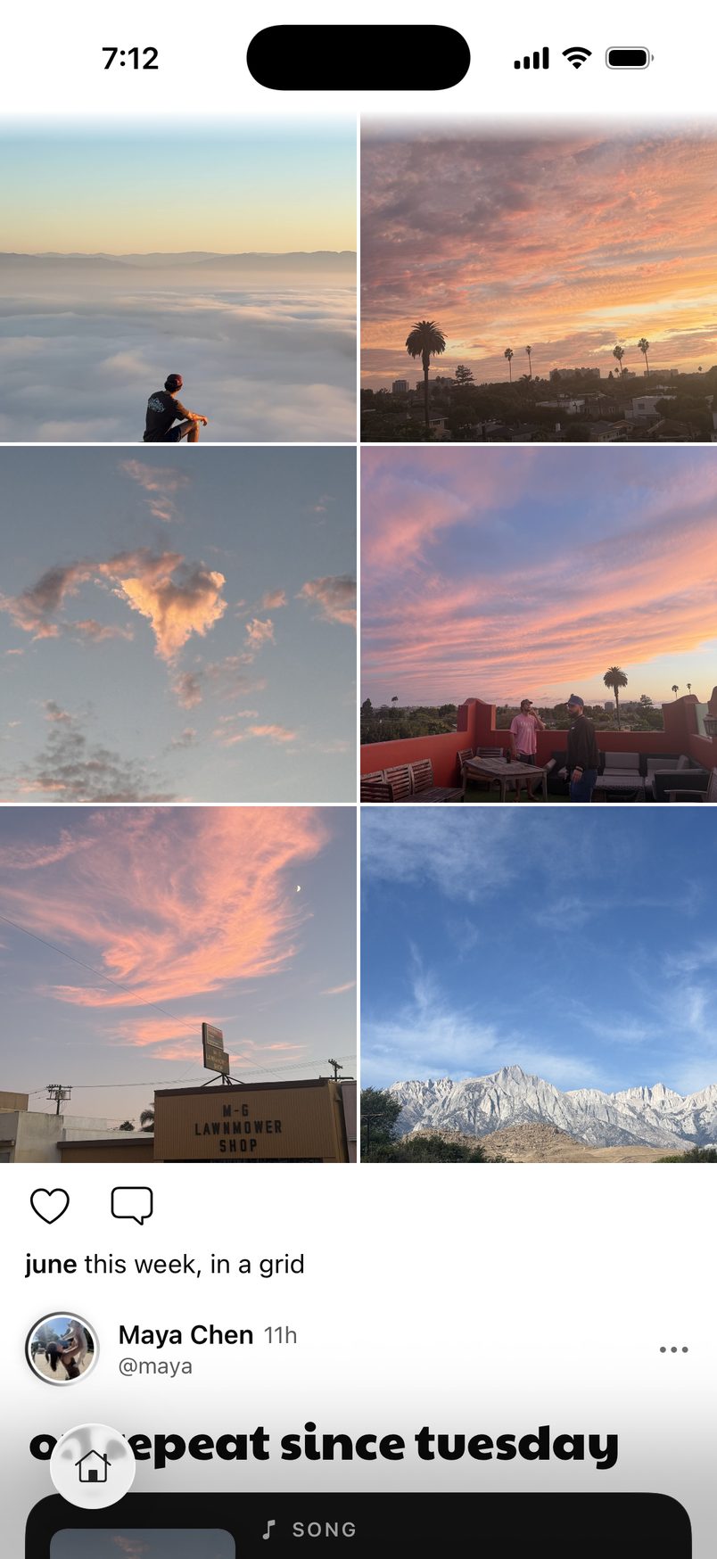 A 2×3 grid post in the feed: six photos at once.